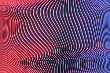 Poster - 3d illustration of rows pink and blue portal, cave .shape pattern. technology geometry background.