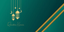 Ramadan Kareem Green And Gold Dome Vector Illustration With Text Space