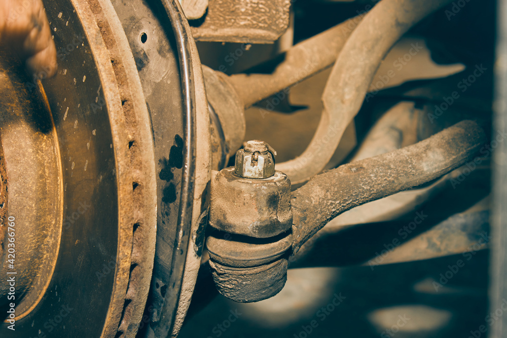 Zoom View Outer Tie Rod End and Disk Brake on Wheel Hub and Front CV ...