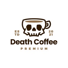 Death Coffee Skull Cup Drink Logo Vector Icon Illustration