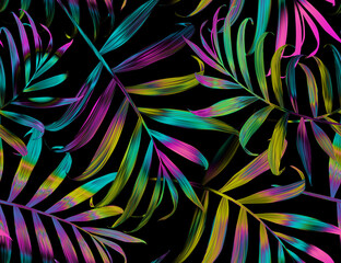 Tropical colorful palm leaves. seamless stylish fashion floral pattern, in Hawaiian style