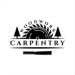 Wall Mural - carpenter logo vector vintage illustration design