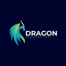 Vector Logo Illustration Dragon Gradient Colorful Style.