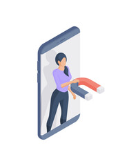 Poster - Woman attracting clients clients in online app