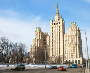 Wall Mural - Moscow, Russia, Skyscraper on Barrikadnaya (Kudrinskaya Square, 1.)
The building on Kudrinskaya Square was erected in the period from 1948 to 1954. 