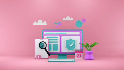Poster - Protecting business data and legal information isolated 3d illustration. 3d rendering Premium Photo
