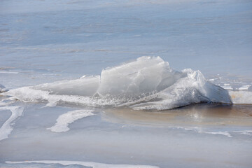 the abstract background of ice structure in a lake. farnebofjarden national park in north of sweden.