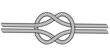Double sea knot of rope cable, vector double rope knot macrame, the concept binding and close relationship