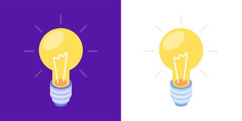 Poster - Light bulb icon isometric isolated on two different backgrounds. Modern and futuristic technologies. Create symbol ideas to success. Vector.