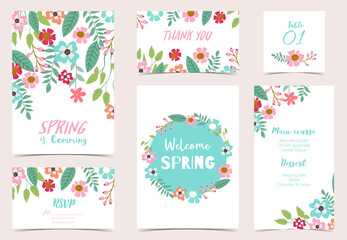 Wall Mural - Collection of spring holiday with flower.Editable vector illustration for website, invitation,postcard and banner