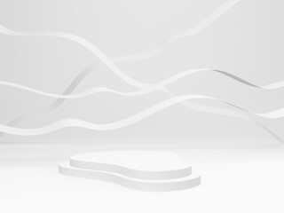 3D white podium with rippled background