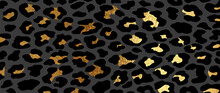 Luxury Gold Leopard Animal Skin Background Vector. Exotic Animal Skin With Golden Texture. Vector Illustration. 