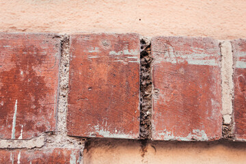 Sticker - natural terracotta bricks on old wall