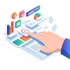 Poster - modern isometric illustration design -data analysis