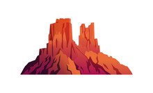 Red Rocks, Colorado Desert Or Grand Canyon Scenery Isolated Cartoon Mountains Icon. Vector Sahara Or Arizona, Mexican Landscape With Sand And Rocky Cliffs. Dry Natural And, Sandstones Panorama