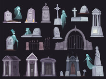 Cemetery Cartoon Set