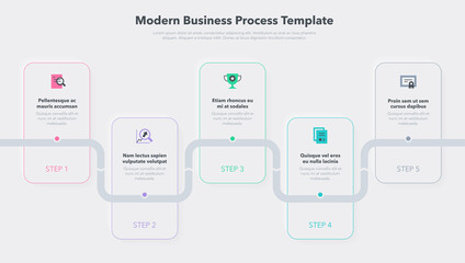 Aufkleber - Modern business process template with 5 steps. Easy to use for your website or presentation.