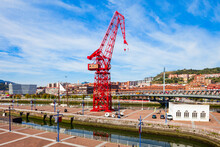 Red Crane In Bilbao, Spain