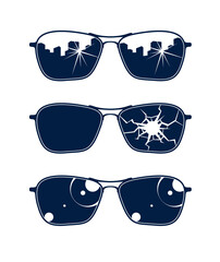 Sunglasses vector set, stylish eyeglasses fashion design elements.