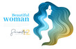 Women vector design with long colorful hair. Vector element for poster, flyer, cover, website.