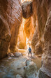 Tourist in Avakas canyon, Cyprus