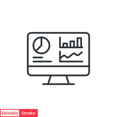 Poster - Dashboard admin line icon. Simple outline style. User panel template, data analysis, agency, graph, business linear sign. Vector illustration isolated on white background. Editable stroke EPS 10