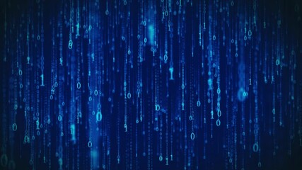 Computer binary information flow digital rain.