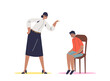 © Iryna Petrenko - School principal scolding schoolboy. Strict female teacher or headmaster talking to guilty boy