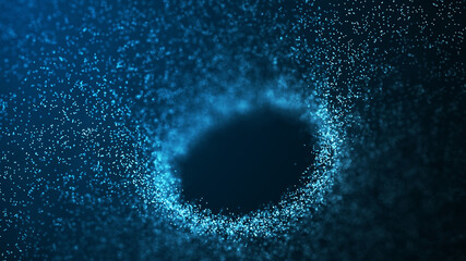 cyber tunnel consisting of moving glowing points. futuristic infinite space background. concept of d