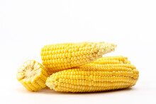 Corn Cobs On White Background