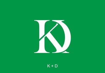 Canvas Print - Green white of KD initial letter