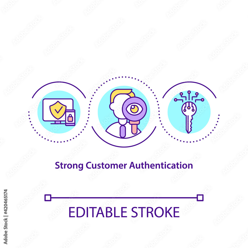 Vector de Stock Strong customer authentication concept icon. Electronic ...