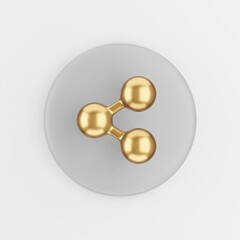 Poster - Gold share icon. 3d rendering gray round key button, interface ui ux element.