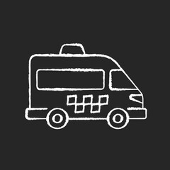 Fototapete - Shuttle buses chalk white icon on black background. Convenient means of transportation around the city. Travel by company. Alternative city transport. Isolated vector chalkboard illustration