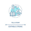 © bsd studio - Tell story concept icon. Leader speaking motivational information idea thin line illustration. Coaching talking to audience. Vector isolated outline RGB color drawing. Editable stroke