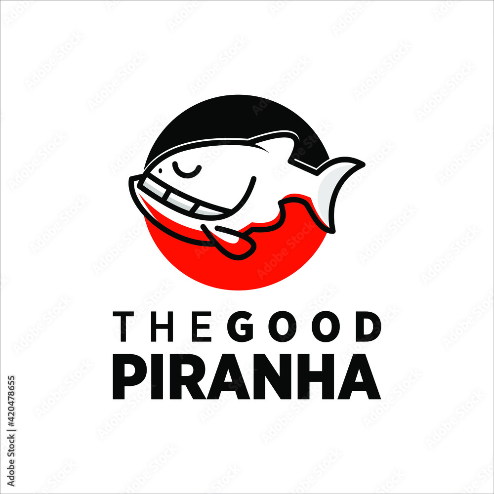Piranha Logo Design Simple Mascot Fish Vector For Business Or Industry Sticker Label And Poster Template Ideas Wall Mural Lexlinx