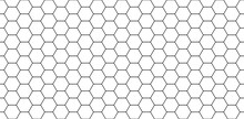 Hexagon Seamless Pattern. Honeycomb Background. Texture With Hexagon Of Honey Comb. Black Grid Of Bee. Abstract Geometric Background. Hex Tile Of Mosaic. Line Ornament For Hive. Vector