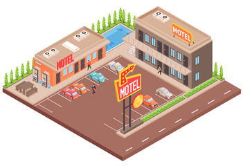 Canvas Print - Motel Color Isometric Concept