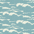 Abstract vector seamless pattern with wavy pattern, imitation of the sea waves or clouds in the sky. Decorative repeatable illustration of the sea or ocean in retro style on an old paper background