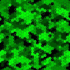 Canvas Print - emerald pattern of triangles, hexagons, squares. lime, green, black colors