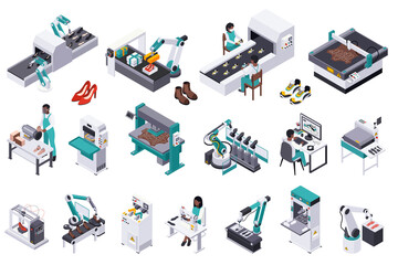 Shoes Production Icons Collection