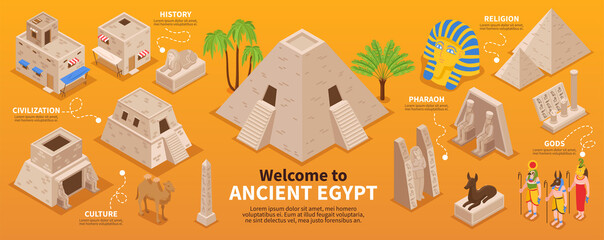 Ancient Egypt Isometric Infographics