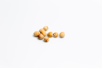 Hazelnuts isolated on white background