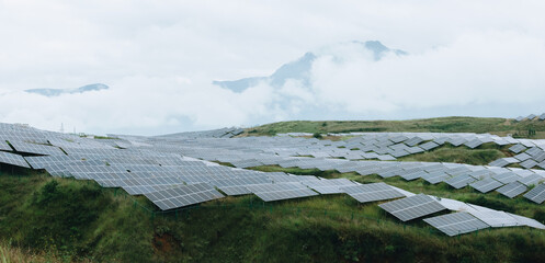 Wall Mural - A Photovoltaic Power Plant on Lush Hillside