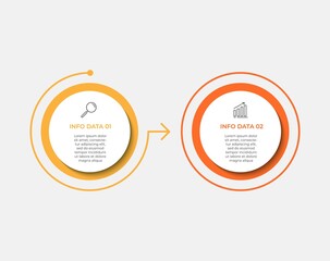 Business Infographic design template Vector with icons and 2 options or steps. Can be used for process diagram, presentations, workflow layout, banner, flow chart, info graph