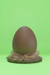 Wall Mural - easter egg isolated on green background