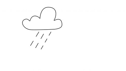 Wall Mural - Seamless loop animation of rain and cloud. Alpha channel, luma matte.