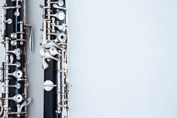 Oboe isolated on white background. Woodwind instrument