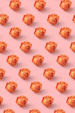 Crumpled Orange Paper Balls Pattern.