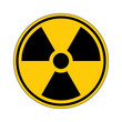 Radioactive hazard sign. Nuclear non-ionizing radiation symbol. Illustration of yellow circular warning sign with trefoil icon inside. Attention. Danger zone. Caution radiological contamination.